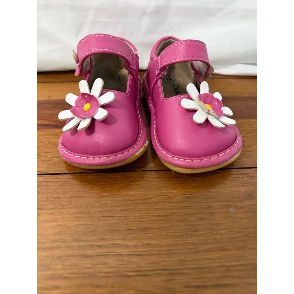 Little Mae's Boutique Pink Leather Daisy Mary‎ Jane Shoes Toddler Size 4